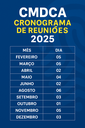 CMDCA divulga cronograma de reuniões para 2025