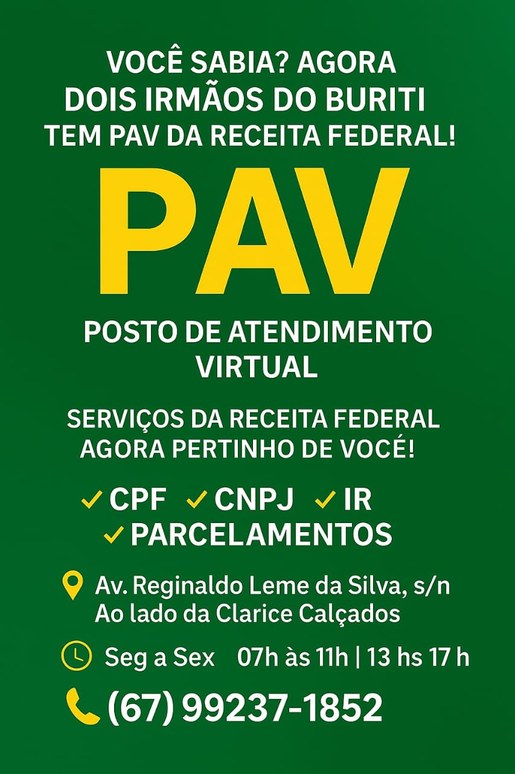 PAV facilita o acesso a serviços da Receita Federal para a população de Dois Irmãos do Buriti
